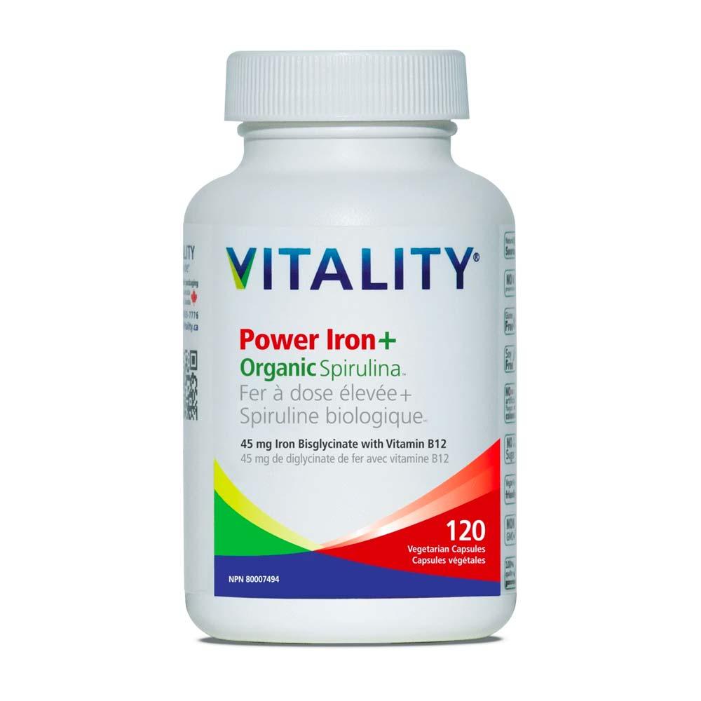 Vitality Power Iron + Organic Spirulina 120ct - Nature's Source Inc
