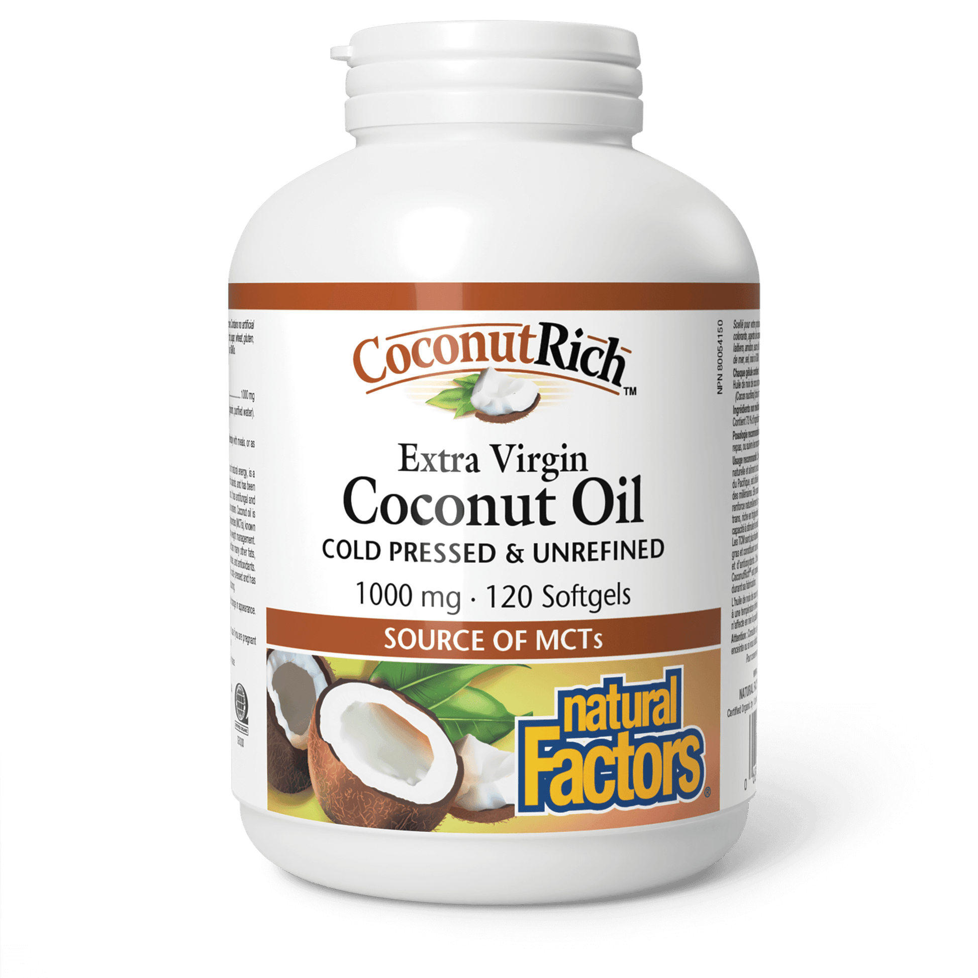 Natural Factors E - V Coconut Oil 1000mg 120sg - Nature's Source Inc