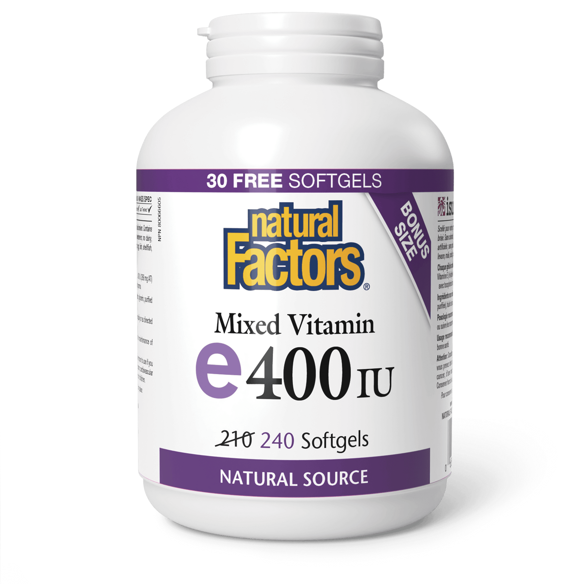 Natural Factors Vitamin E 400IU 240sg - Nature's Source Inc