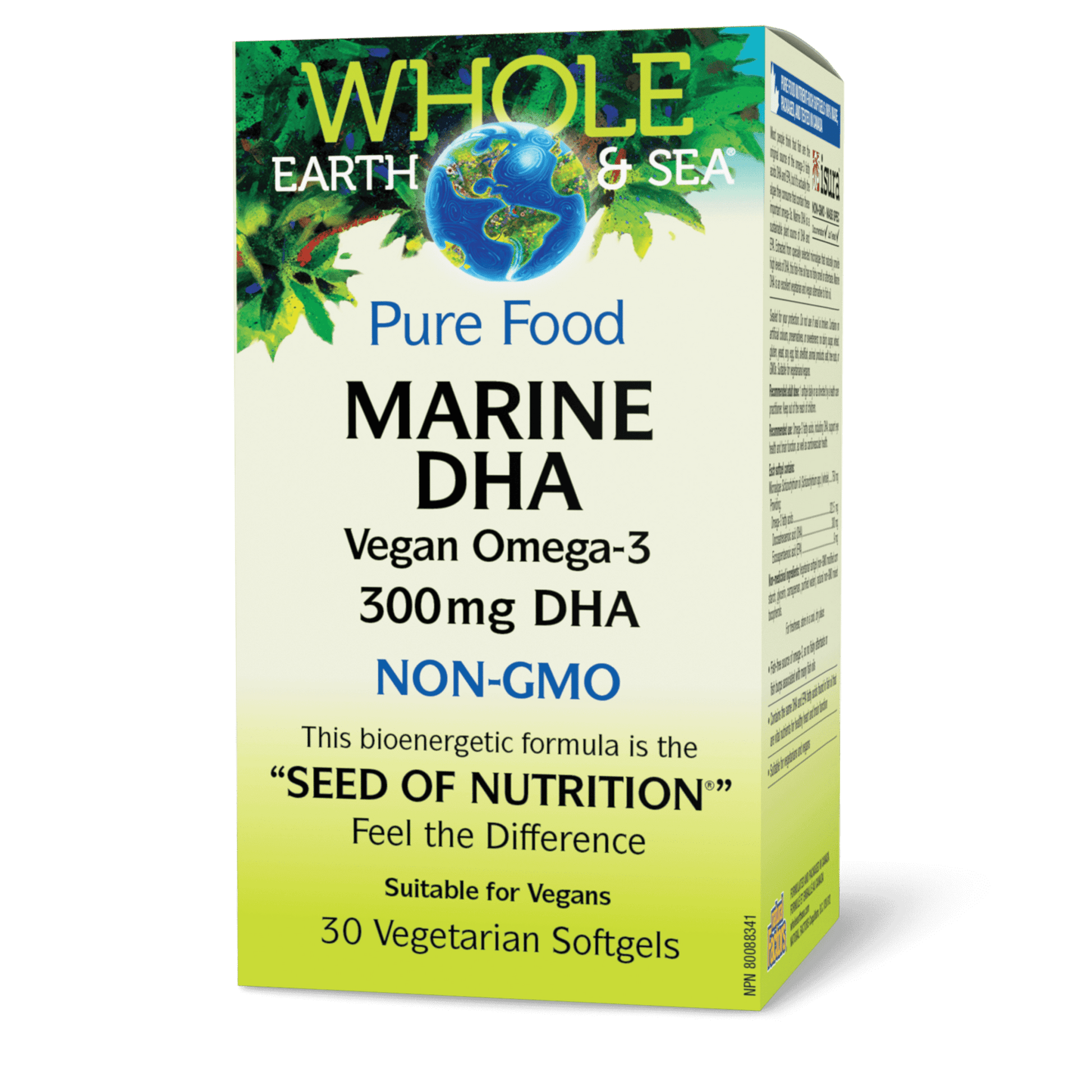 Natural Factors Whole Earth & Sea Marine Algae - 3 Vegan Omega - 3 360 mg EPA & DHA 24 Veg - Softgelsls - Nature's Source Inc