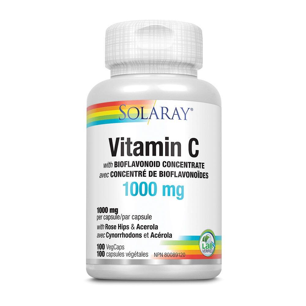 Solaray Vitamin C with Rose Hips & Acerola Timed Release 1000mg 100 Veg - Caps - Nature's Source Inc