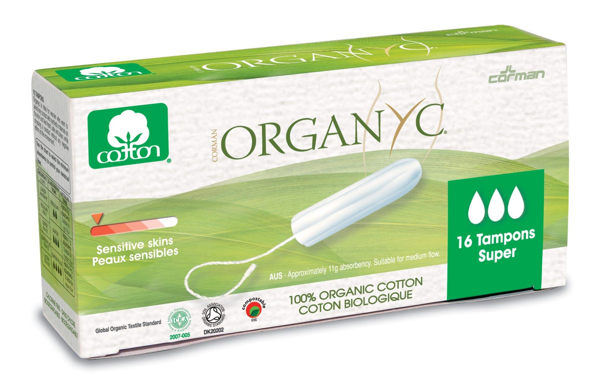 Organyc Digital Tampons Digital (Super Heavy Flow) - 16 Pieces - Nature's Source Inc