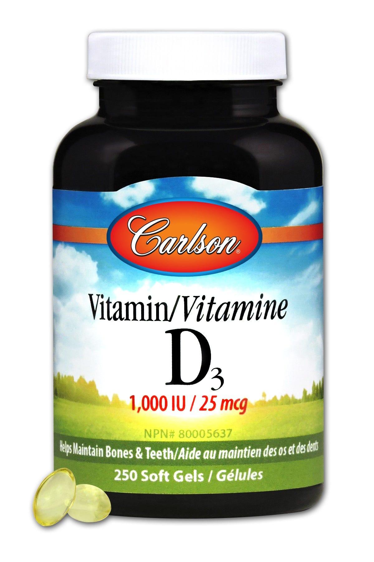 Carlson Laboratories Vitamin D 1000IU 250 Softgels - Nature's Source Inc