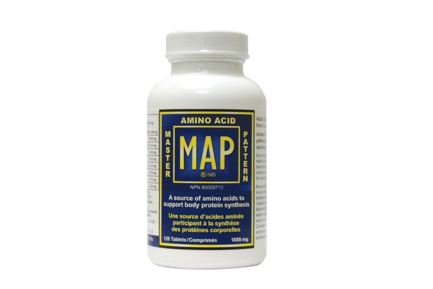 MAP Master Amino Acid Pattern 1000mg, 120 Tablets - A Non - Caloric Vegetarian Protein Source, Optimises Muscle Mass, Strength and Endurance - Nature's Source Inc