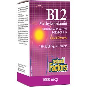 Natural Factors B12 Methylcobalamin 1000 mcg 180 Lozenge - Nature's Source Inc