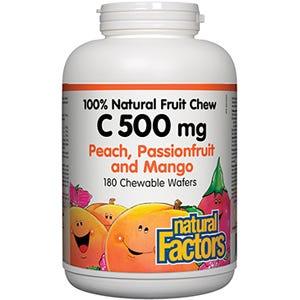Natural Factors Vitamin C 500mg Peach, Passionfruit & Mango 180 Chewable Wafers - Nature's Source Inc