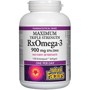 Natural Factors Maximum Triple Strength RxOmega - 3 900 mg Enteric - coated (150 softgels) - Nature's Source Inc