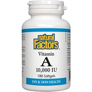 Natural Factors Vitamin A 10, 000 IU 180sg - Nature's Source Inc
