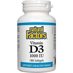 Natural Factors Vitamin D3 1000 IU 180sg - Nature's Source Inc