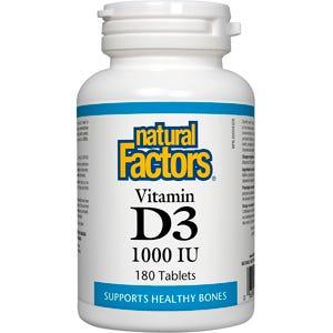 Natural Factors Vitamin D3 1000 IU (180 Tablets) - Nature's Source Inc