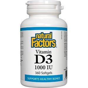 Natural Factors Vitamin D3 1000 IU 360sg - Nature's Source Inc