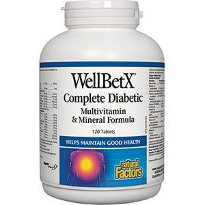 Natural Factors WellBetX Complete Diabetic Multivitamin and Mineral Formula 120 Tablets - Nature's Source Inc