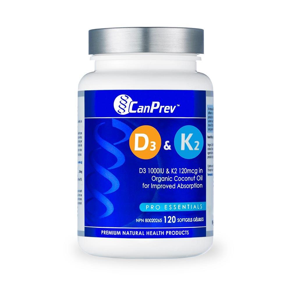 CanPrev D3 and K2 Softgels CanPrev Pro Essentials 120 Softgels - Aid In Absorption, Help Build And Maintain Bone And Cardiovascular Health, Promote Tooth Health, Support Skeletal System - Nature's Source Inc