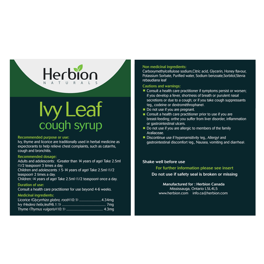 Herbion Herbion Ivy Leaf Cough Syrup 150ml - Nature's Source Inc