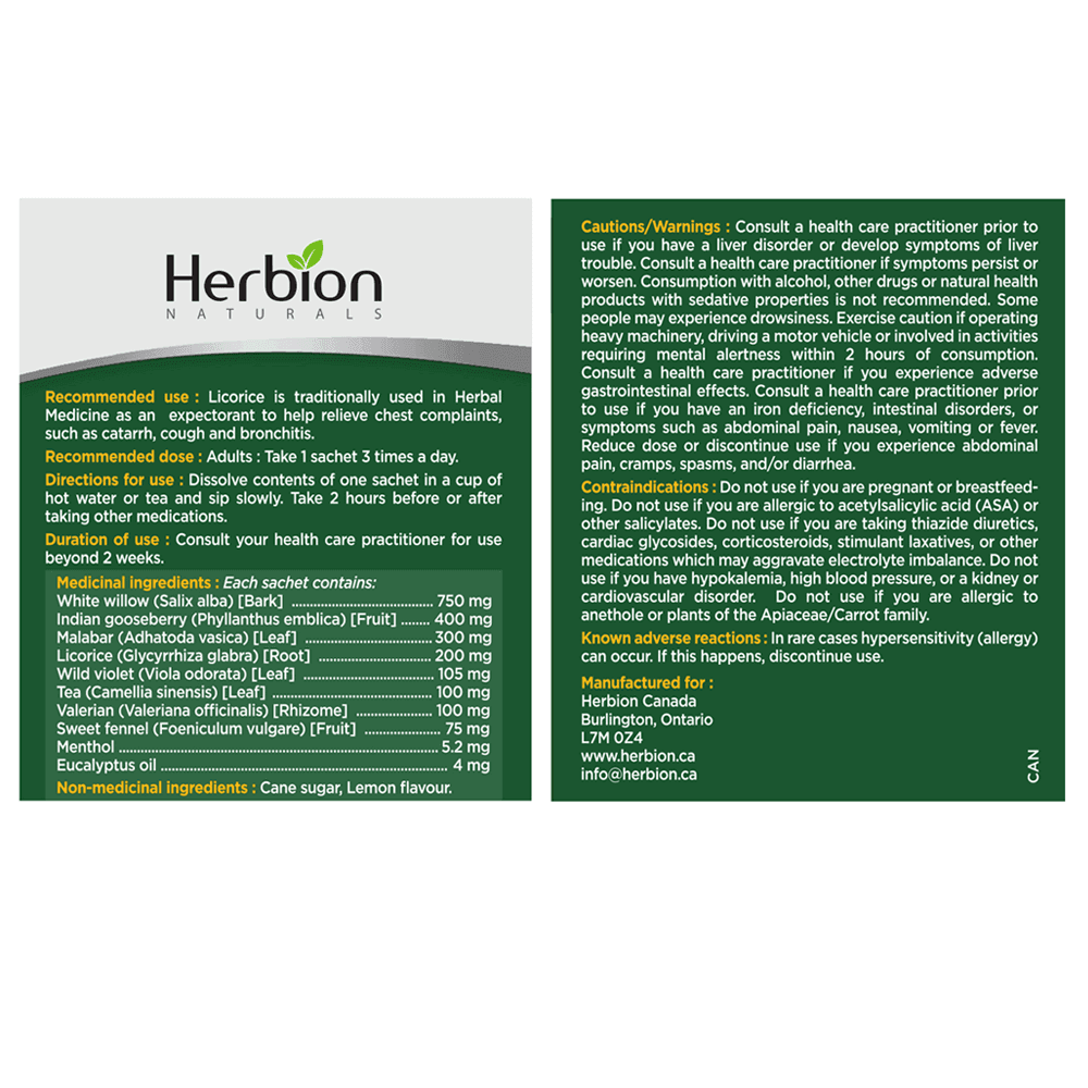 Herbion Cold and Flu Lemon Flavour 10 sachets - Nature's Source Inc