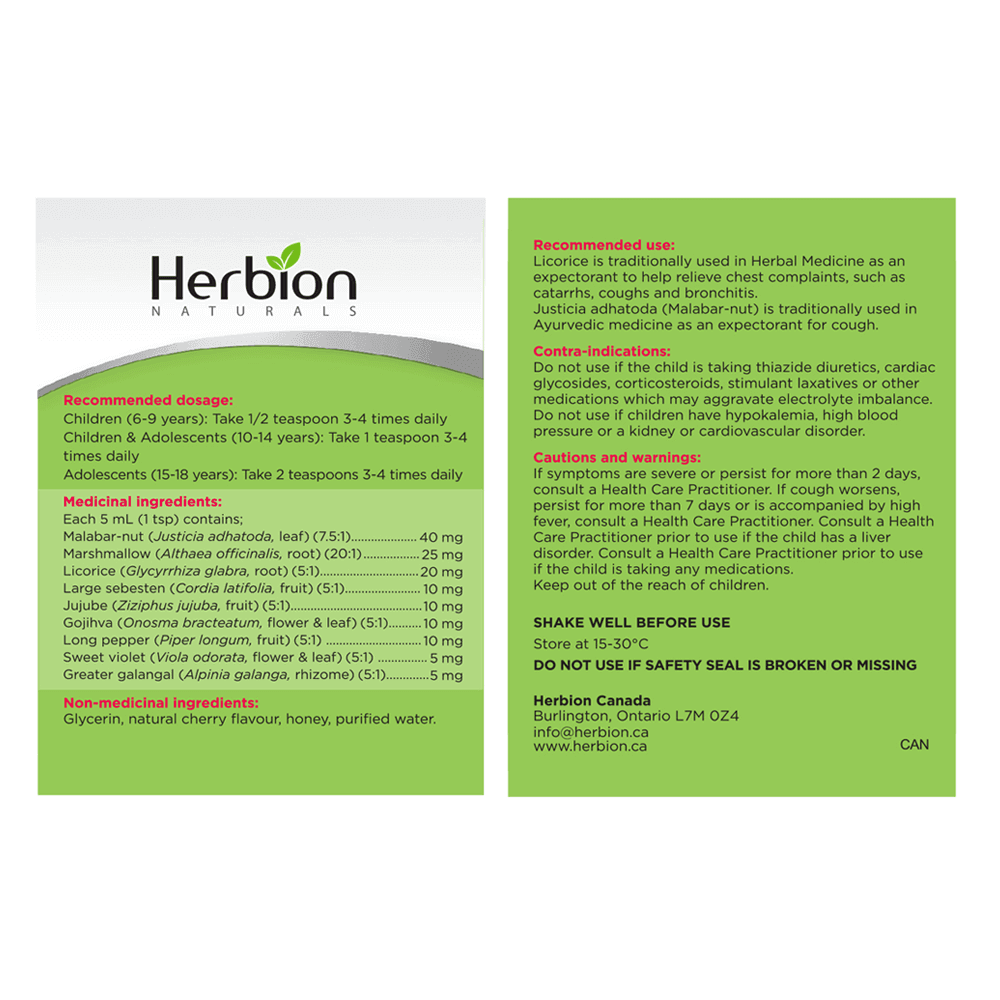 Herbion Cough Syrup For Children 150ml - Nature's Source Inc