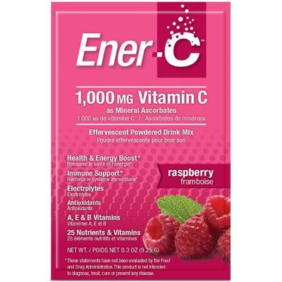 Ener - C Energy Raspberry 1000mg, 30 Packets - Vitamin C - Natural Immunity Support, Health & Energy Boost, Antioxidants, 25 Nutrients & Vitamins - Nature's Source Inc