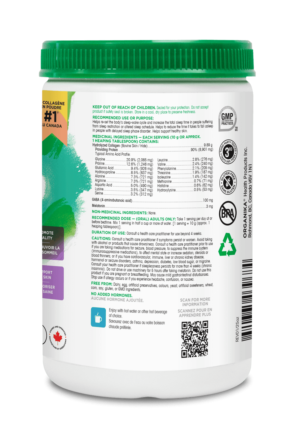 Organika Enhanced Collagen Sleep 250g - Nature's Source Inc