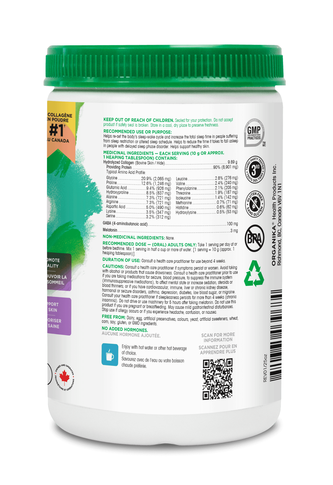 Organika Enhanced Collagen Sleep 250g - Nature's Source Inc