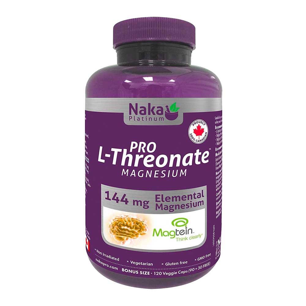 Naka Platinum PRO Magnesium L - Threonate 120 Vegan Capsules - Improves Working Memory, Supports Mental Clarity, Attention Capacity And Cognitive Function During Aging, Alleviate Stress Due To Anxiety - Nature's Source Inc