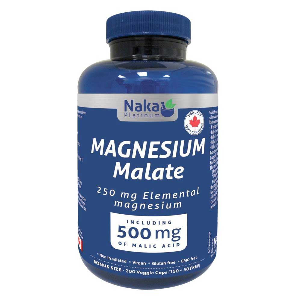 Naka Platinum Magnesium Malate 200 Vegan Capsules - Nature's Source Inc