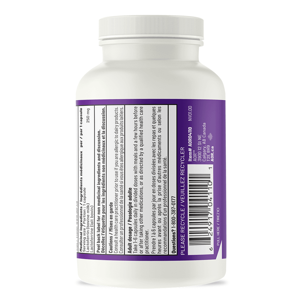AOR Lactoferrin 250mg 60 Vegan Capsules - An Antioxidant Manages Inflammatory Response, Superior Immune System, Improves Iron Absorption, Lactose Free For Those With Sensitivities - Nature's Source Inc