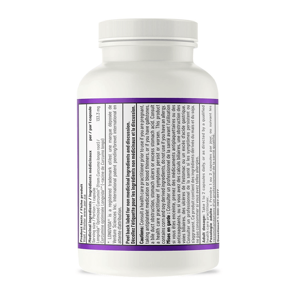 AOR Curcumin Active 133.3mg, 60 Vegan Capsules - Fast - Acting Relief For Inflammation, Anti Inflammatory Turmeric Supplement for Joint Pain - Nature's Source Inc