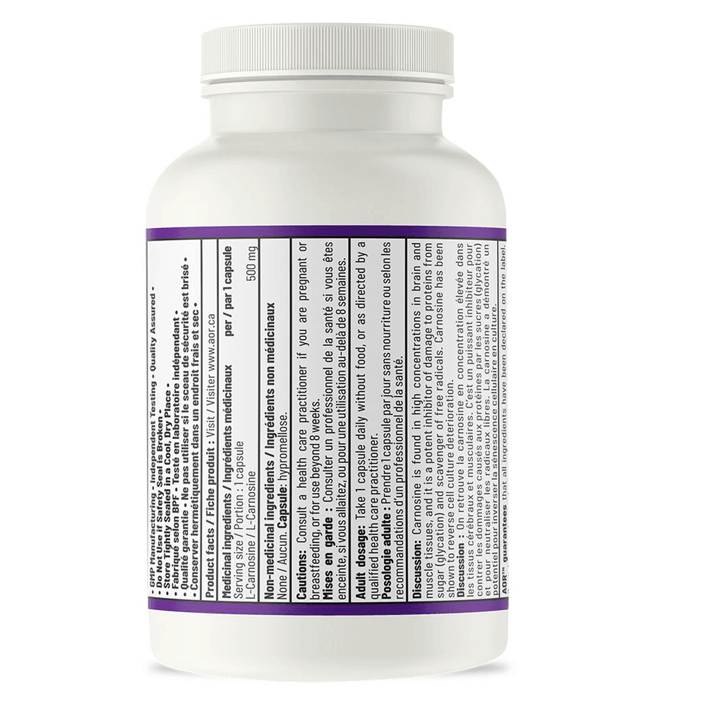 AOR Carnosine - 500 60 Veg - Caps - Nature's Source Inc