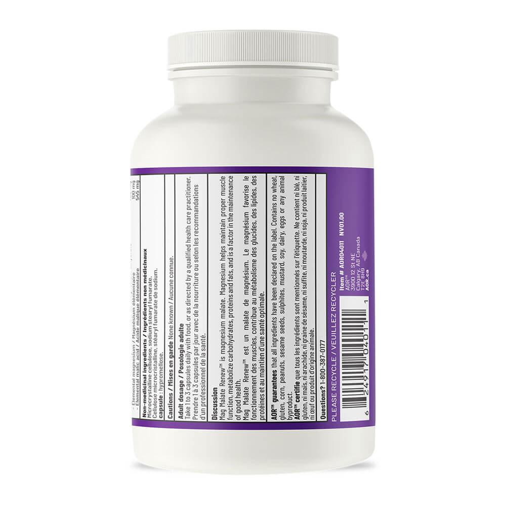 AOR Mag Malate Renew 240 Veg - Caps - Nature's Source Inc