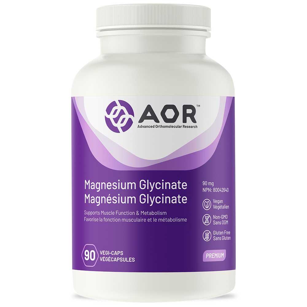 AOR Magnesium Glycinate 180 Vegan Capsules - Supports Muscle Function & Metabolism, Key Role in Producing Energy and Maintaining Muscle, Heart and Nerve Function - Nature's Source Inc