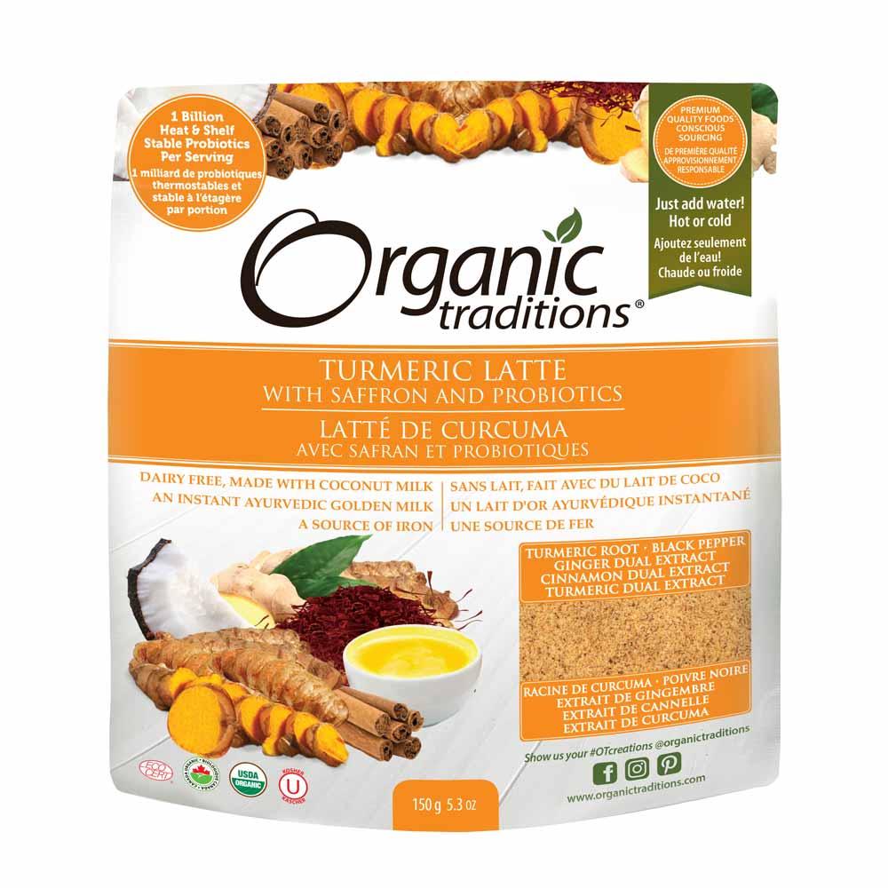 Organic Traditions Turmeric Latte with Saffron and Probiotics - 150g - Nature's Source Inc