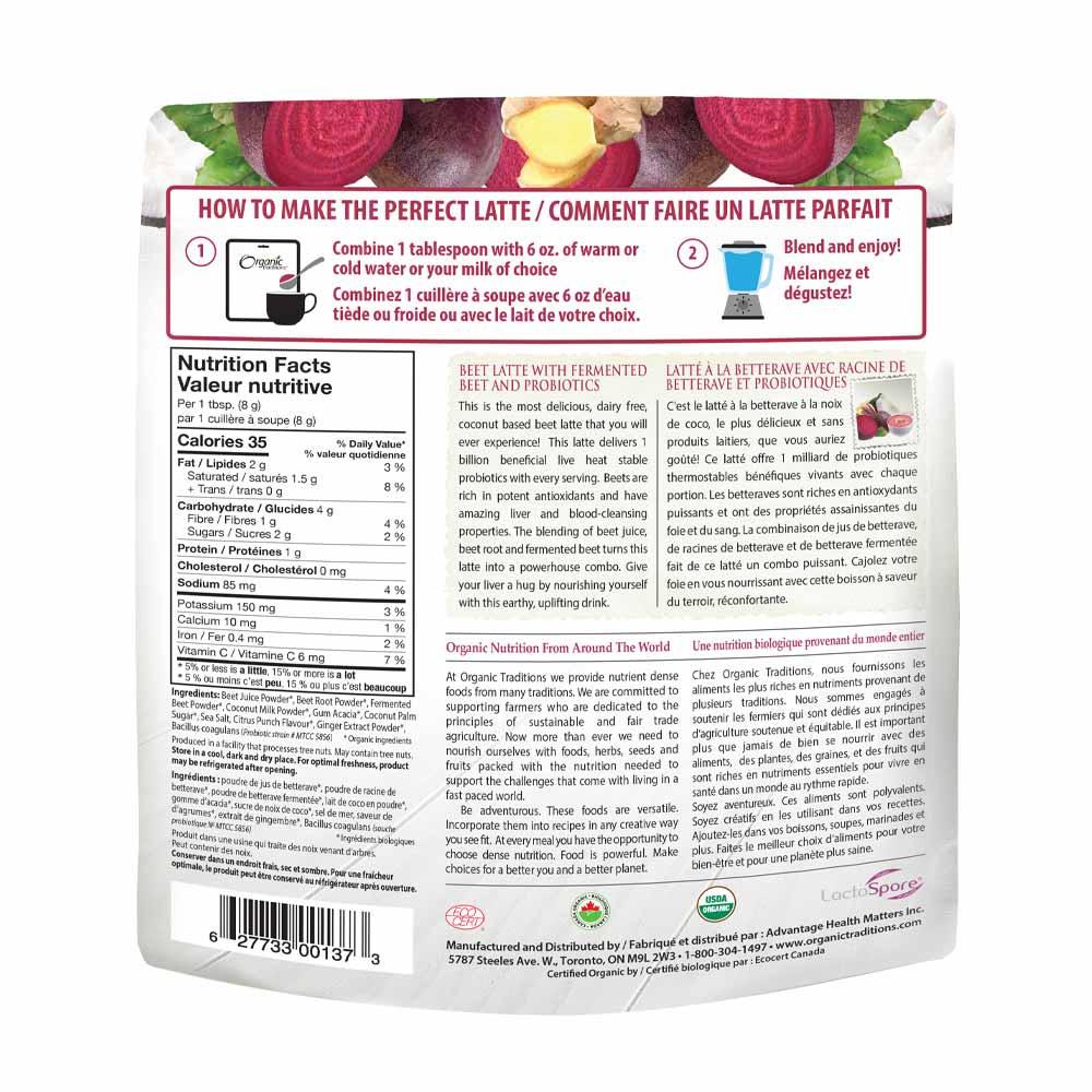 Organic Traditions Beet Latte with Fermented Beet and Probiotics - 150g - Nature's Source Inc