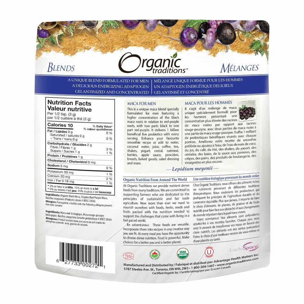 Organic Traditions Maca for Men with Probiotics - 150g - Nature's Source Inc