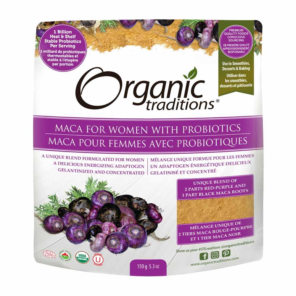 Organic Traditions Maca for Women with Probiotics - 150g - Nature's Source Inc