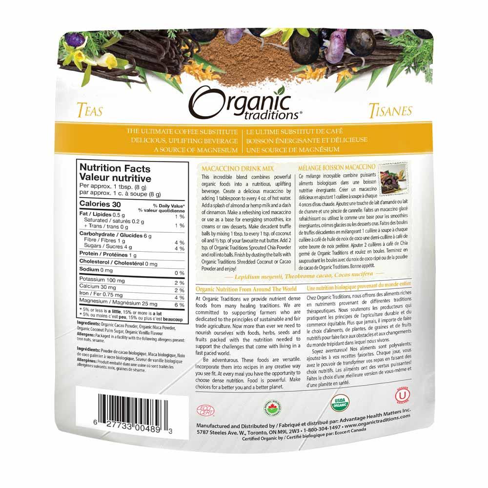 Organic Traditions Macaccino Drink Mix - 227g - Nature's Source Inc