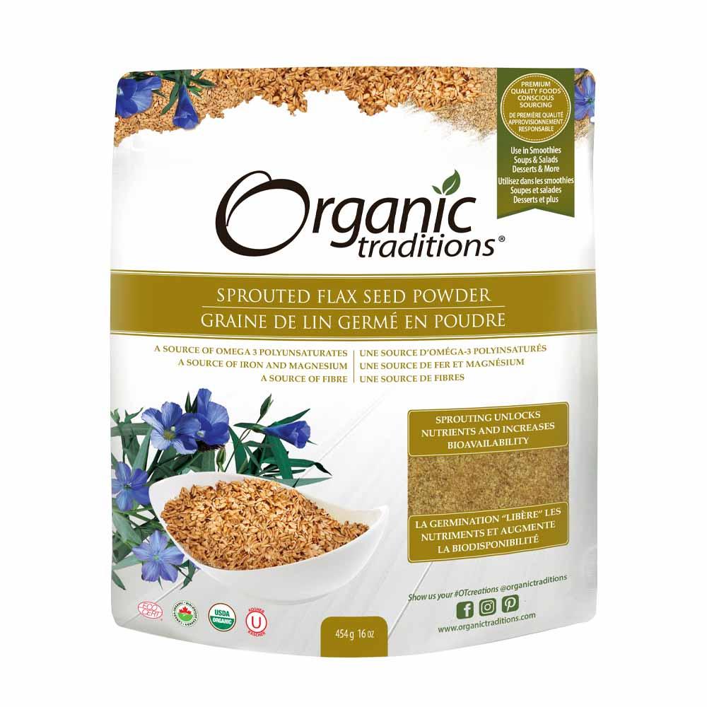 Organic Traditions Sprouted Flax Seed Powder - 454g - Nature's Source Inc