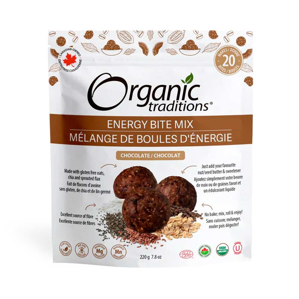 Organic Traditions Energy Bite Mix Chocolate 220g - Nature's Source Inc