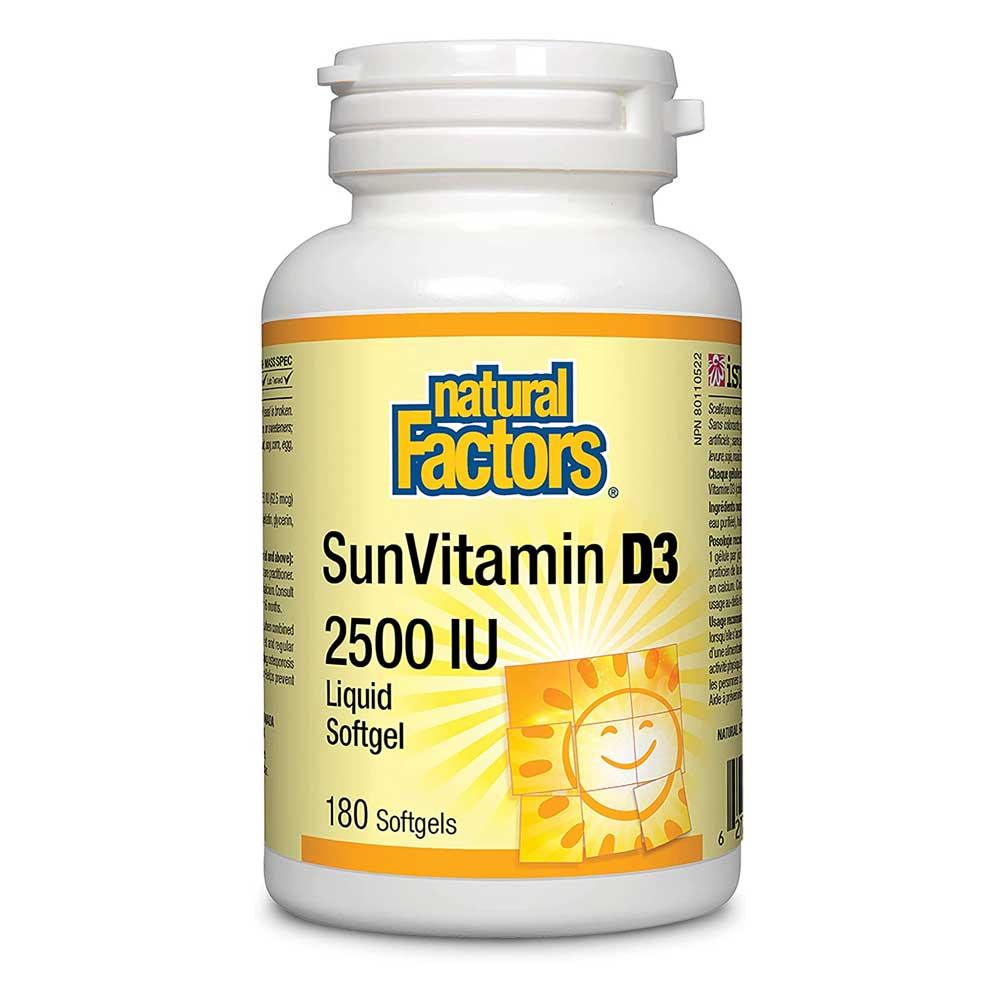 Natural Factors SunVitamin D3 2500 IU 180sg - Nature's Source Inc