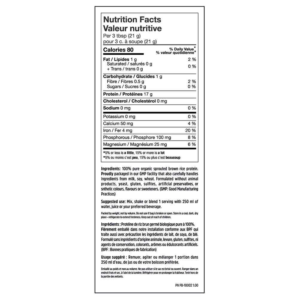 North Coast Naturals Organic Sprouted Raw Brown Rice Protein - 840g - Nature's Source Inc