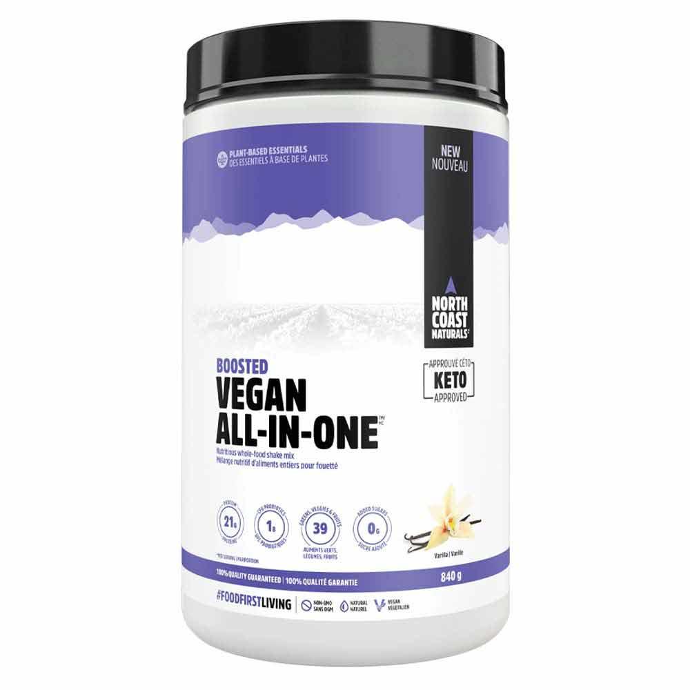 North Coast Naturals Vanilla Boosted Vegan All - In - One Protein - 840g - Nature's Source Inc