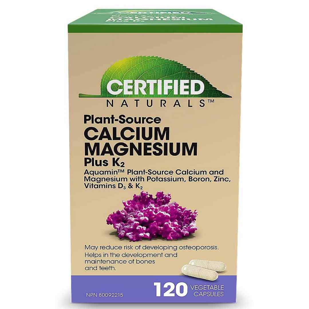 Certified Naturals Calcium Magnesium Plus K2, 120 Vegan Capsules - Nature's Source Inc