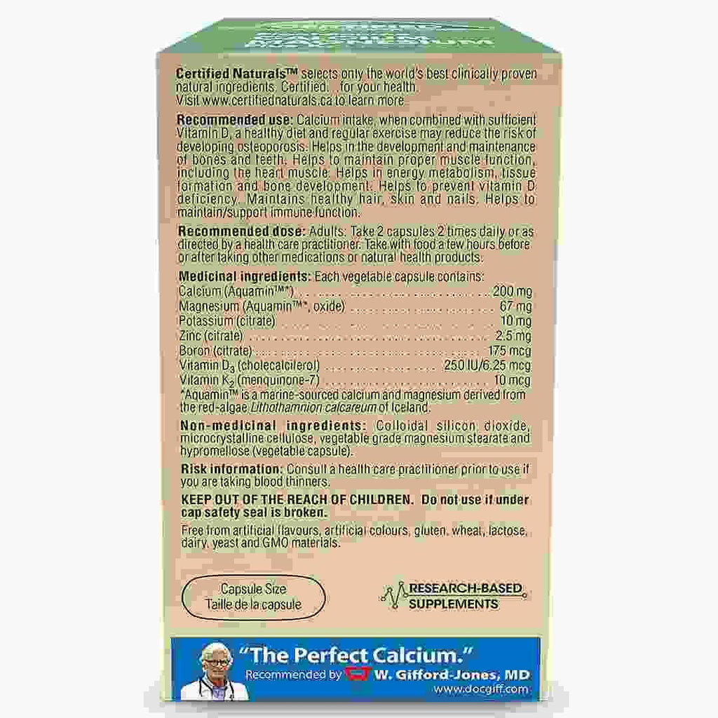Certified Naturals Calcium Magnesium Plus K2, 120 Vegan Capsules - Nature's Source Inc