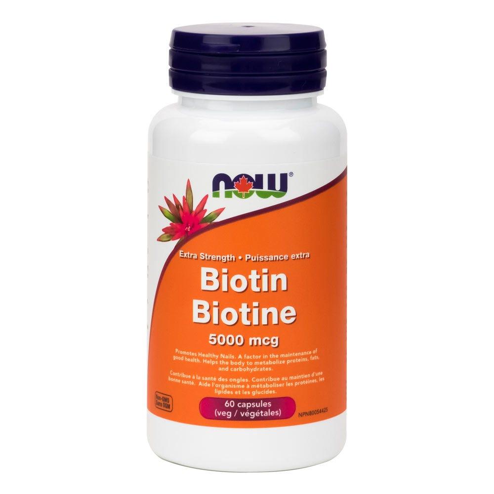 Now High Potency Biotin 5000 mcg - 60 Veg Capsules - Nature's Source Inc