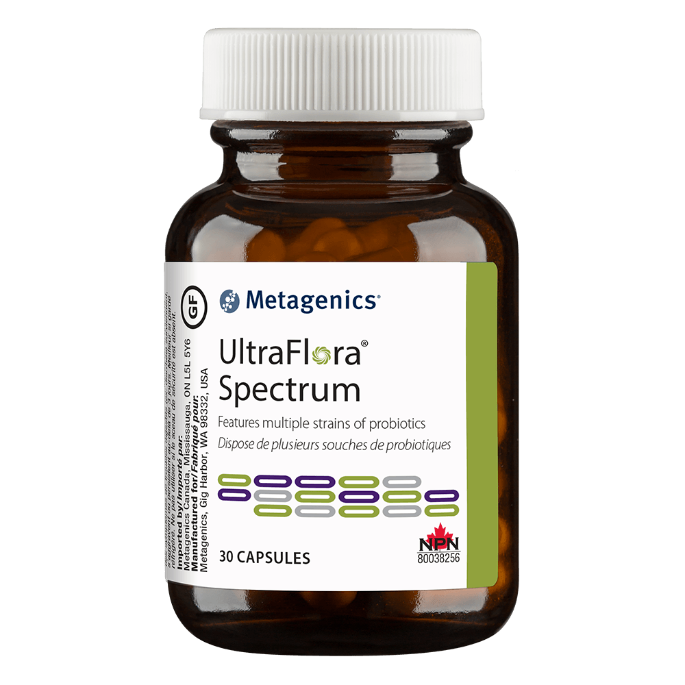 Metagenics Ultraflora Spectrum 30 Capsules - Daily Probiotic, Broad Spectrum Probiotic for Gut & Immune Health, Healthy Balance of Upper and Lower Gi Health - Nature's Source Inc