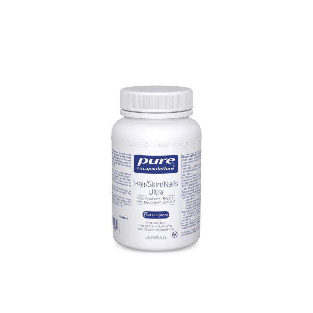 Pure Encapsulations Hair - Skin - Nails Ultra 60 Capsules - Promotes Nail Strength, Supports Elasticity And Firmness Of Skin, Support Healthy Hair, Helps in Collagen Formation, Connective Tissue Production and Repair - Nature's Source Inc