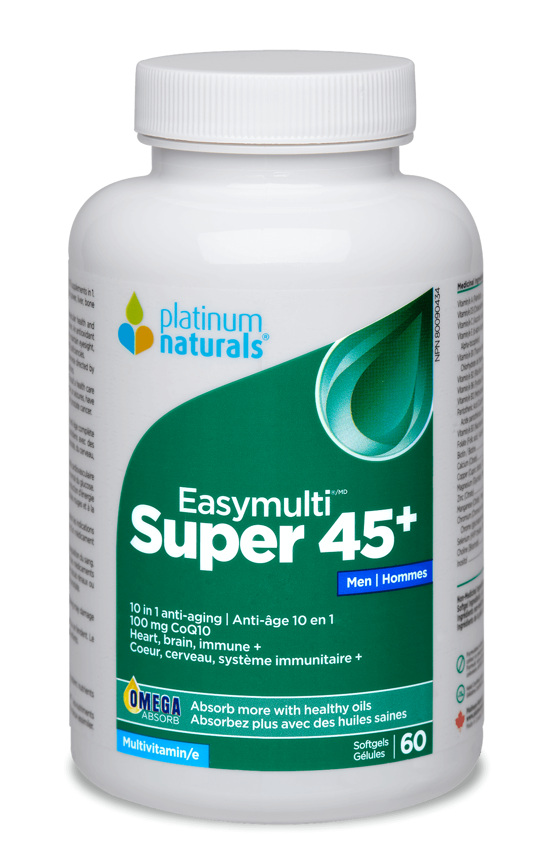Platinum Naturals Super Easymulti 45+ (Men Multivitamins) - 60 Softgels - Nature's Source Inc
