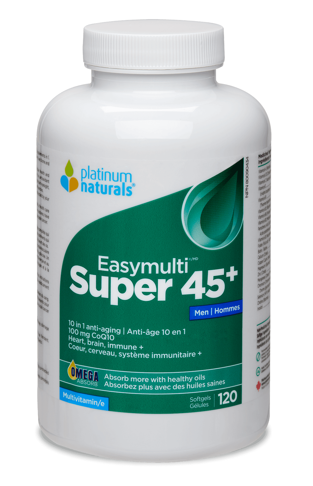 Platinum Naturals Super Easymulti for Men 45+120 Softgels - Promotes Hormonal Health, Boosts Immunity, Maximize Brain Power, Supports Immunity And Bone Strength, Contains Nutrients For Anti - Aging Support - Nature's Source Inc
