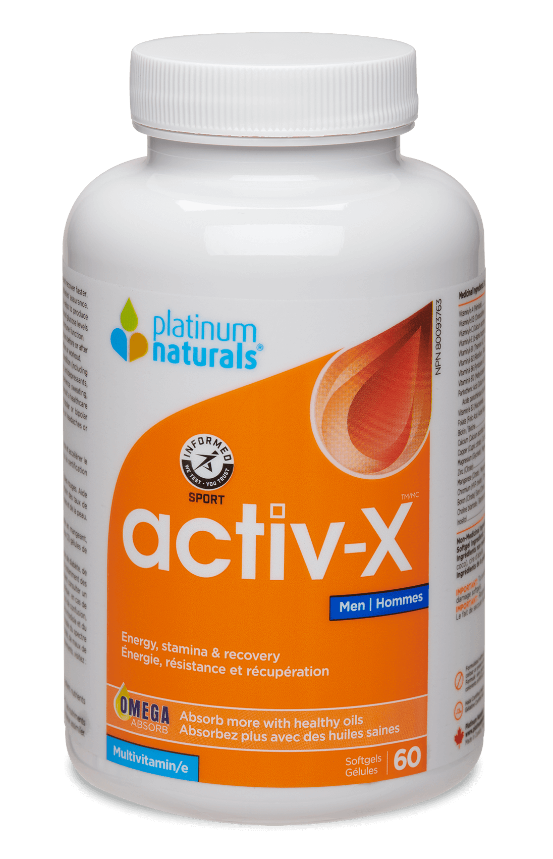 Platinum Naturals Activ - X Active Men Multivitamin 120 Softgels - Nature's Source Inc