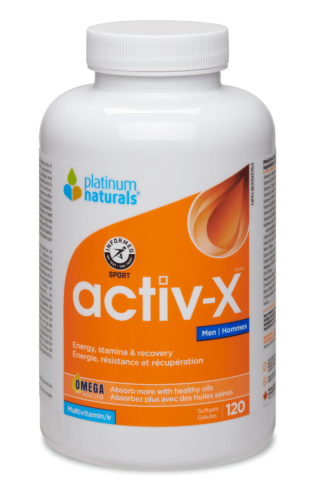 Platinum Naturals Activ - X Active Men Multivitamin 120 Softgels - Nature's Source Inc