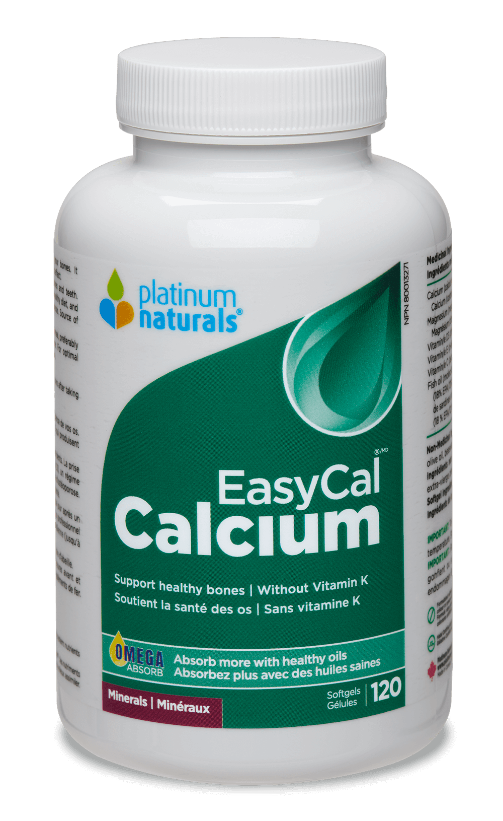 Platinum Naturals EasyCal Calcium - 120 Softgels - Nature's Source Inc